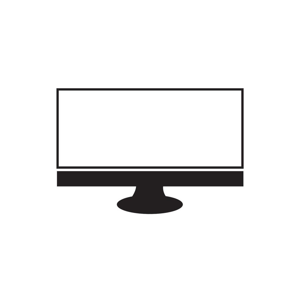 Monitor icon. Screen icon. Black and white monitor icon. Monitor isolated on white background vector