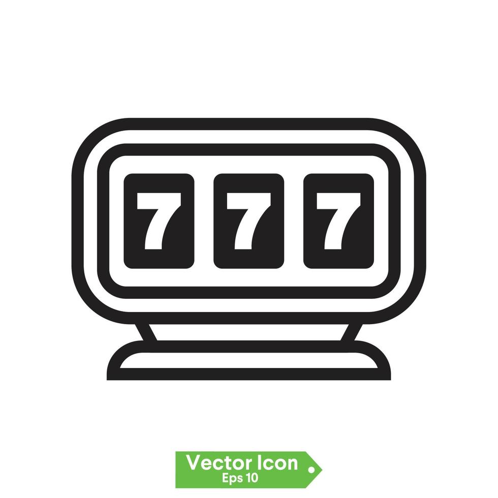Lucky seven on slot machine icon. Simple illustration of lucky seven on slot machine vector icon for web