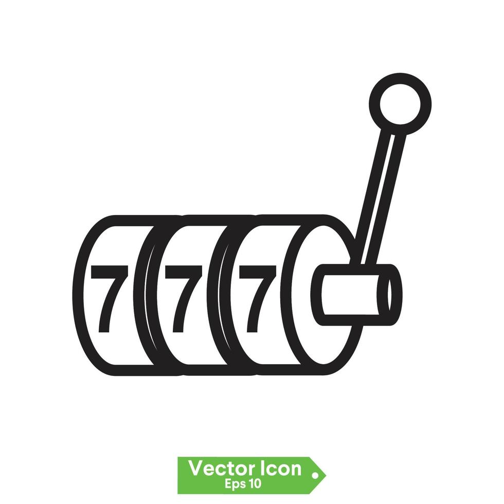 Lucky seven on slot machine icon. Simple illustration of lucky seven on slot machine vector icon for web