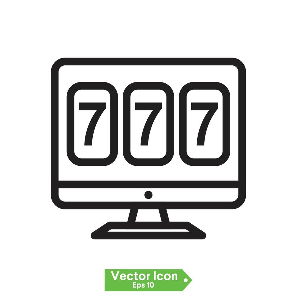 Lucky seven on slot machine icon. Simple illustration of lucky seven on slot machine vector icon for web