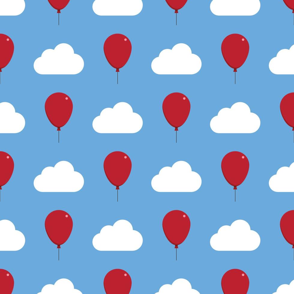 Red balloons cloud sticker pattern background vector
