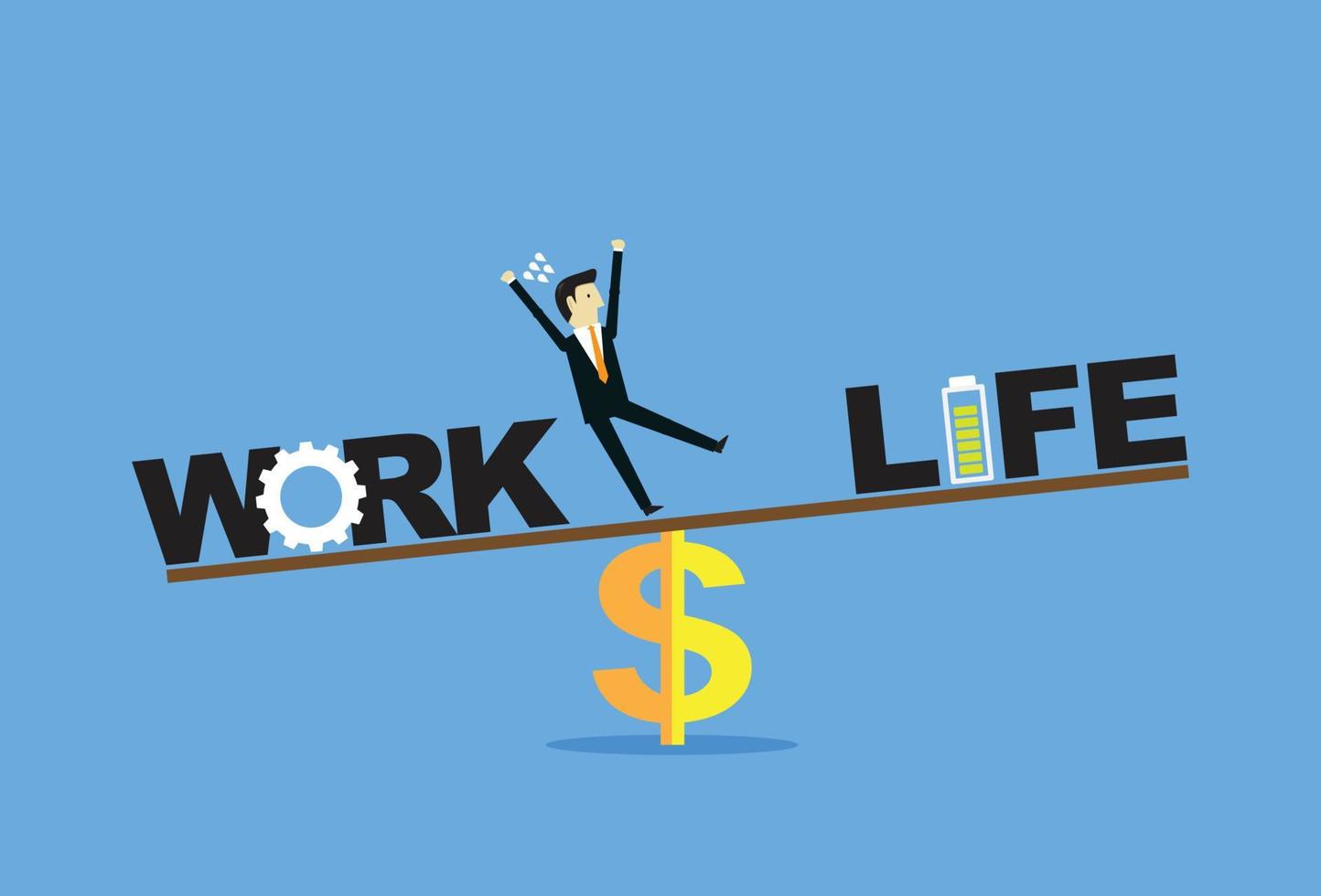 Businessman holding work and life balance vector