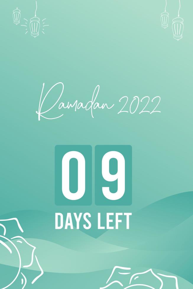 Ramadan 9 days left vector