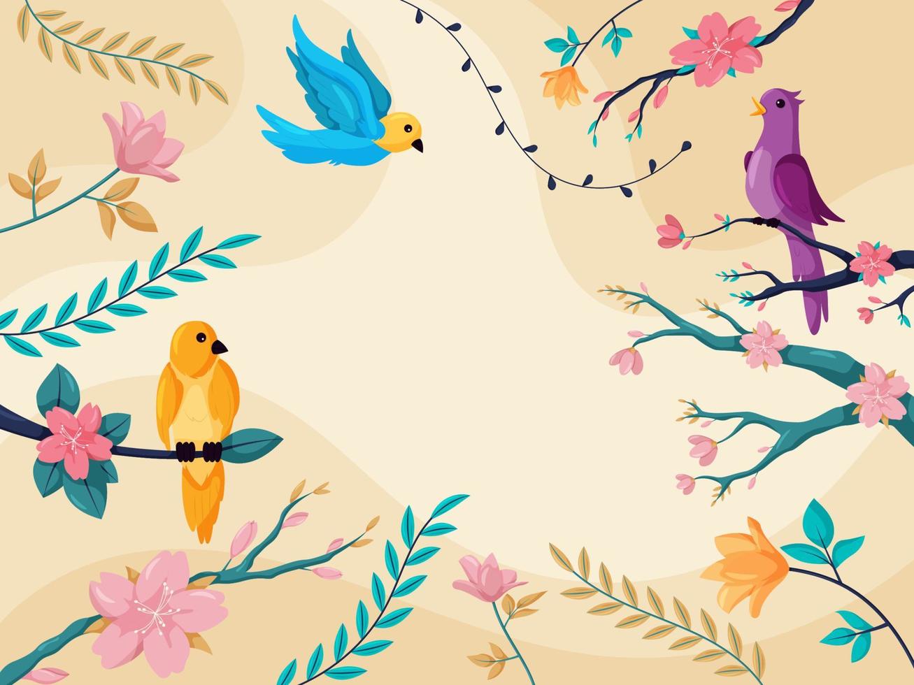 Spring Birds Background vector