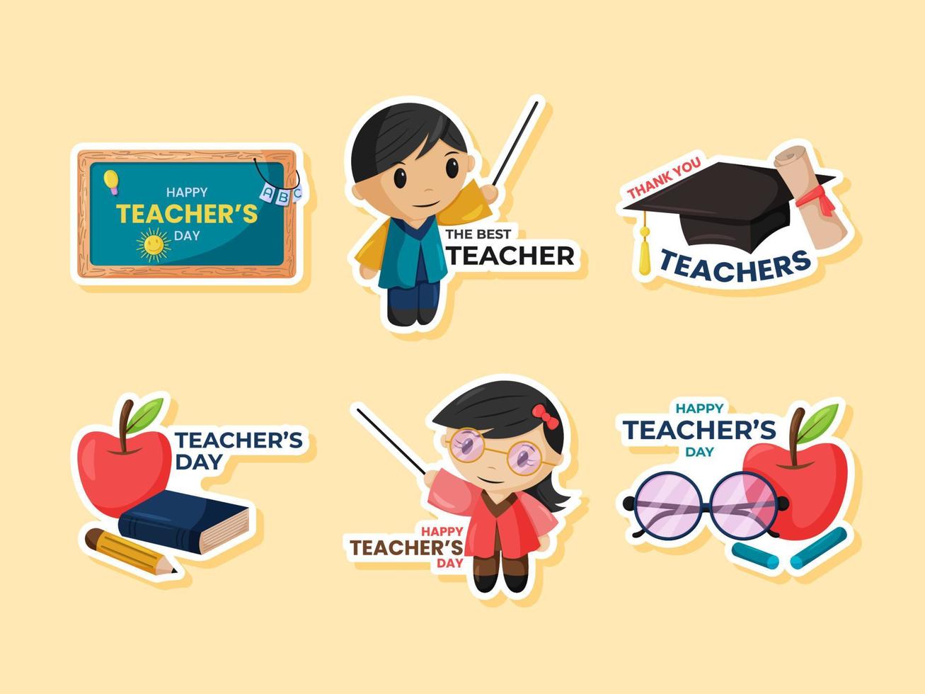 National Teachers Day Sticker Set vector