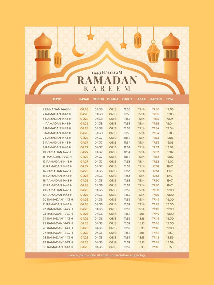 Fasting Month Calendar Template vector