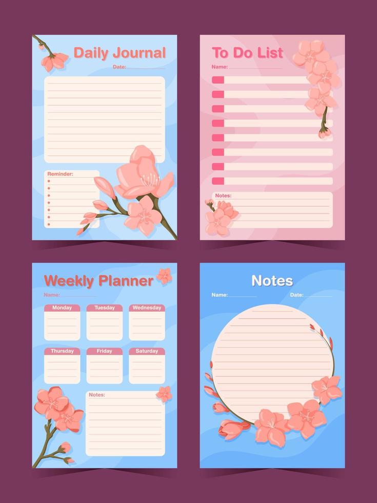 Cherry Blossom Journal Template vector