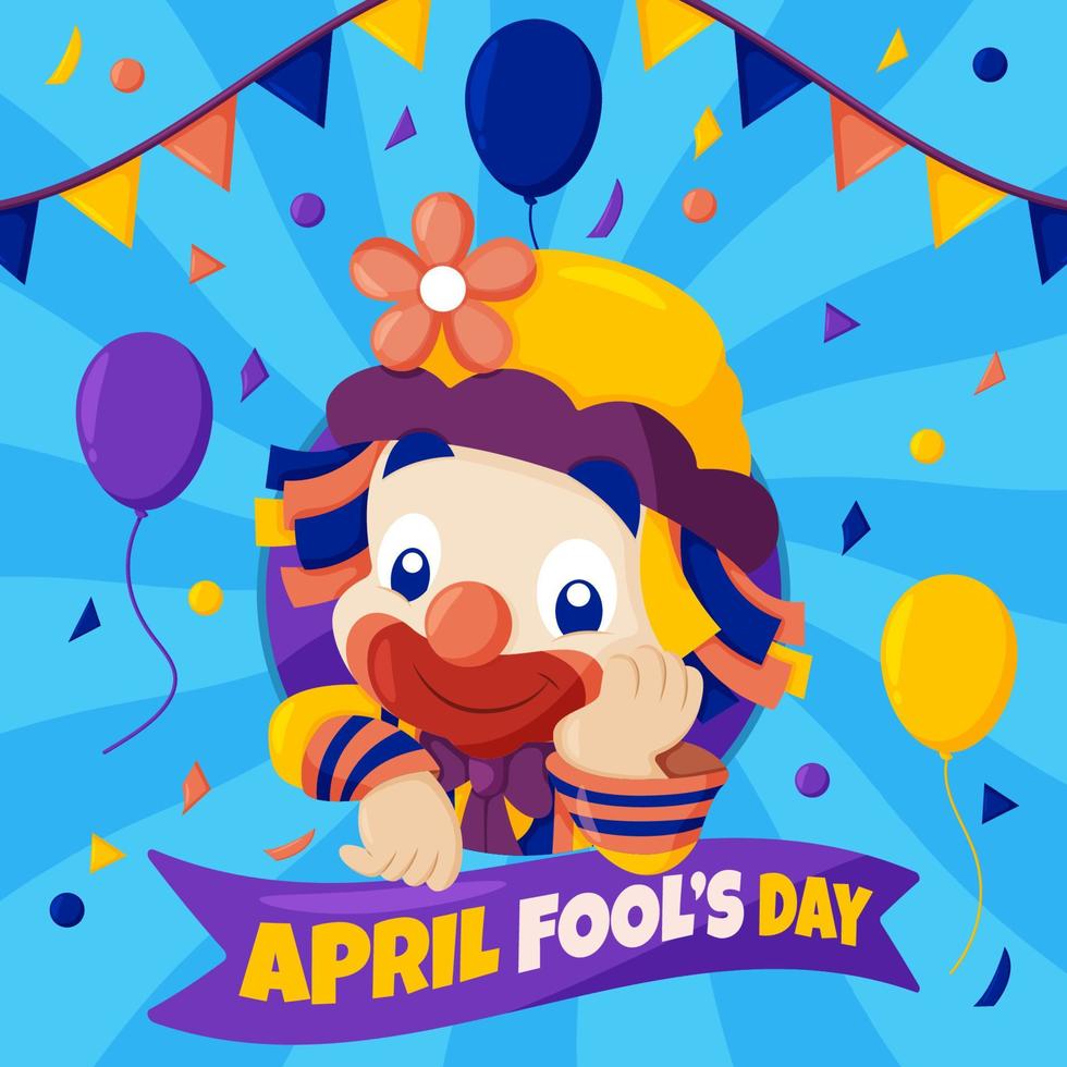 Cute Smiling Clown on April Fool's Day vector
