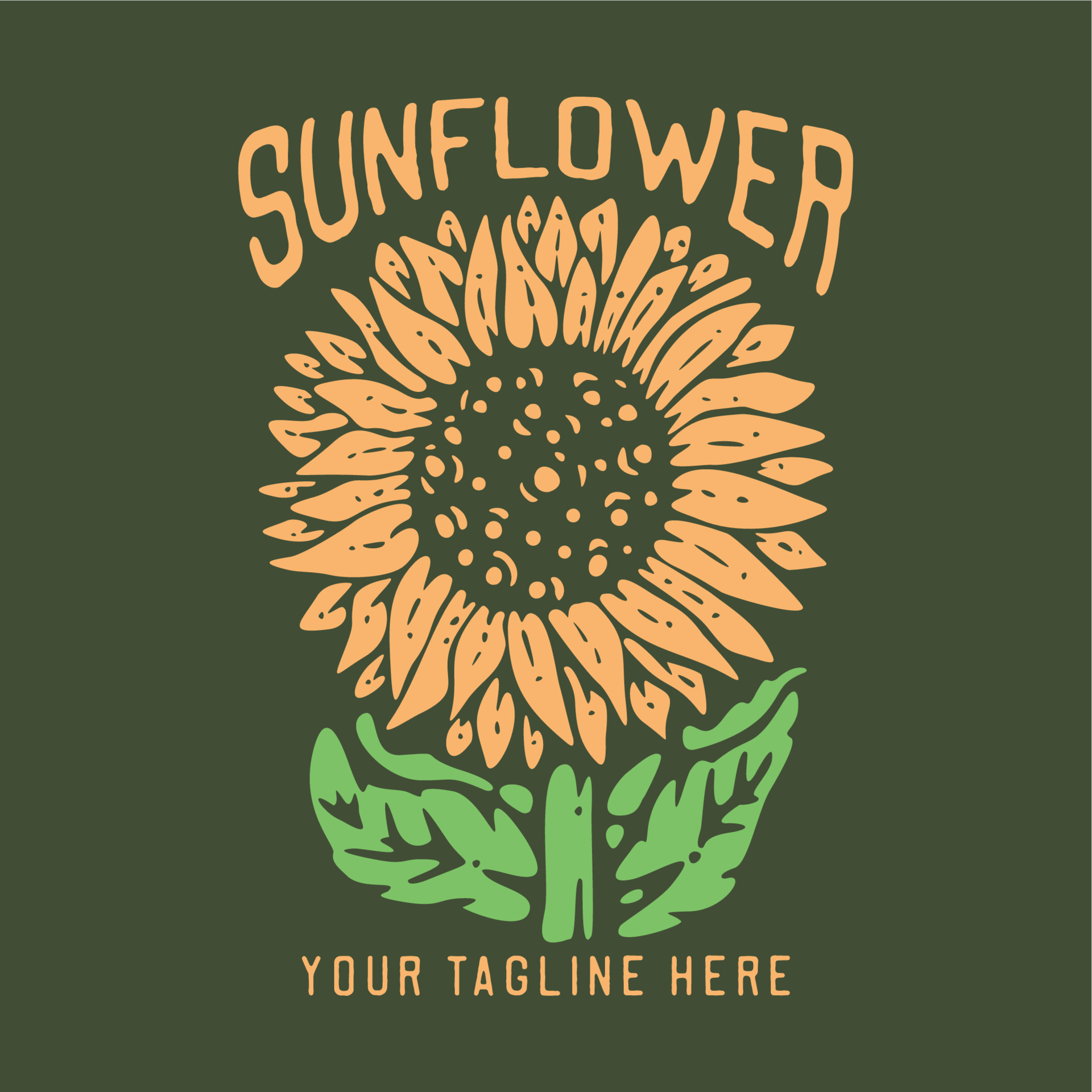 t shirt design sunflower with sunflower and dark green background