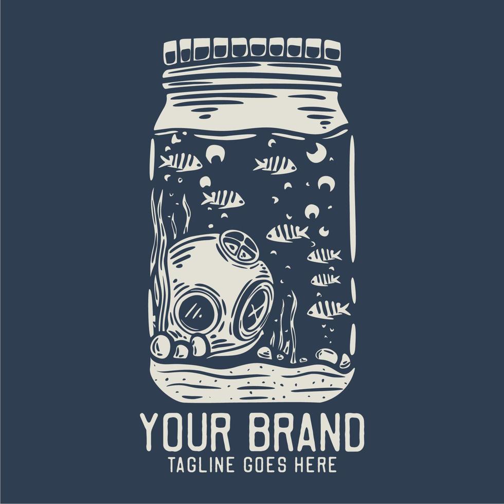 jar aquarium vintage t shirt design template vector