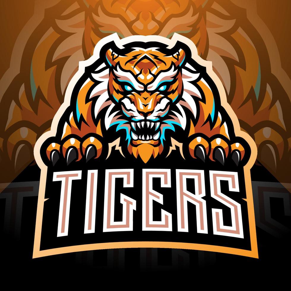 Tiger face esport mascot logo design vector