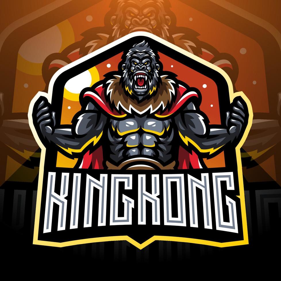 king kong esport mascota logo desain vector