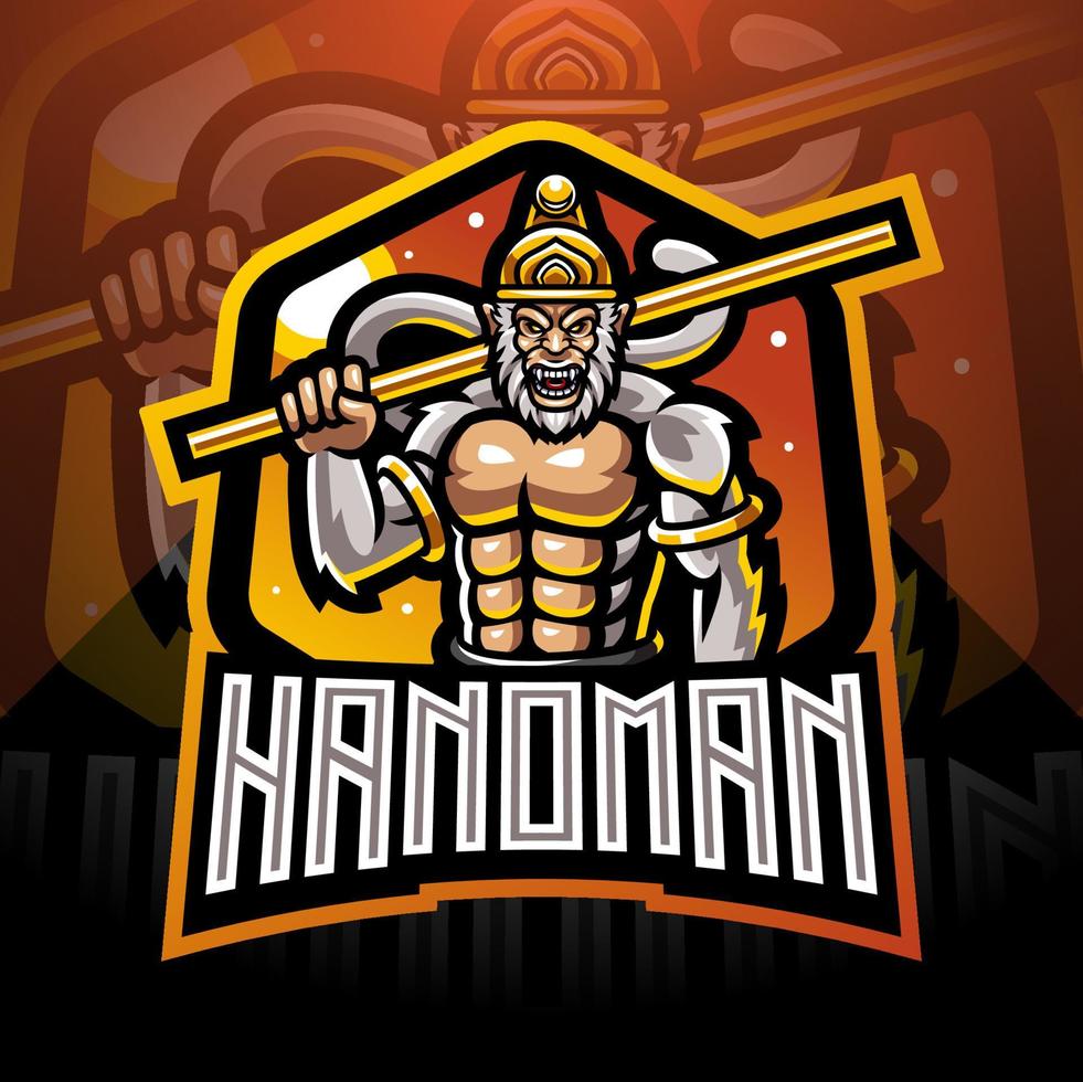 diseño de logotipo de mascota hanoman esport vector