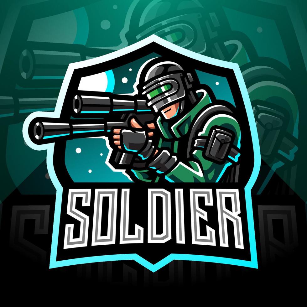 soldado mascota esport gaming logo vector