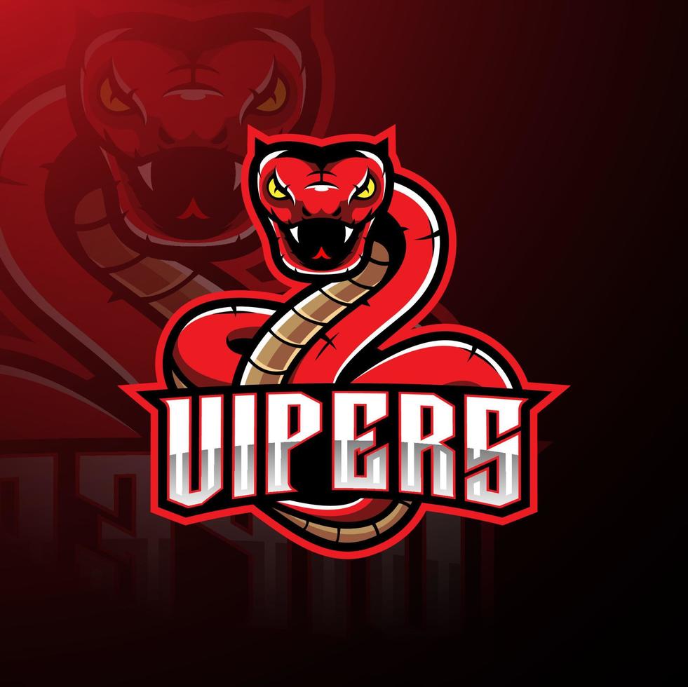 Red viper snake mascot logo design vector