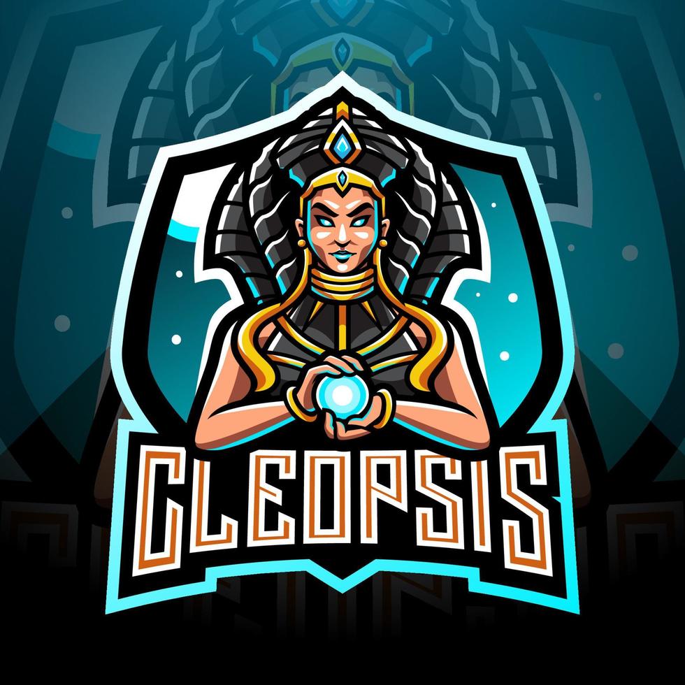 diseño de logotipo de mascota cleopsis esport vector