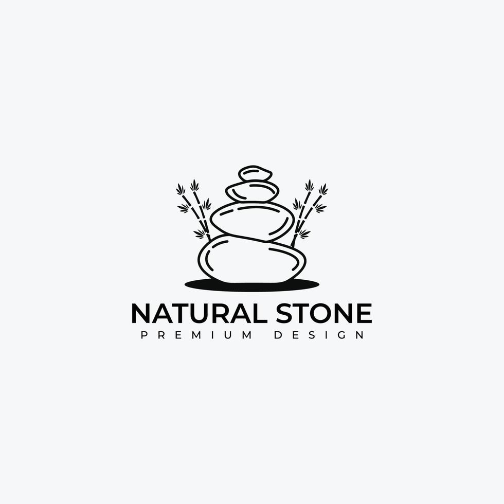 inspiración del contorno del logotipo de piedra de equilibrio natural, vector de ilustración de diseño de logotipo de arte de línea