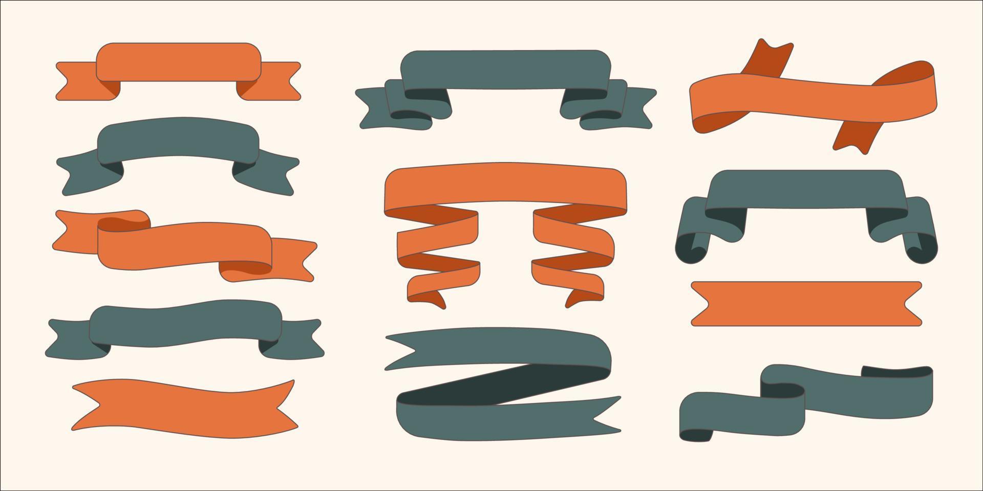 Vintage ribbon labels banners set Flat Isolated vector