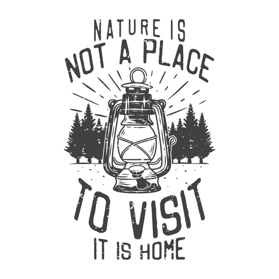 american vintage illustration nature is not a place to visit it is home for t shirt design vector