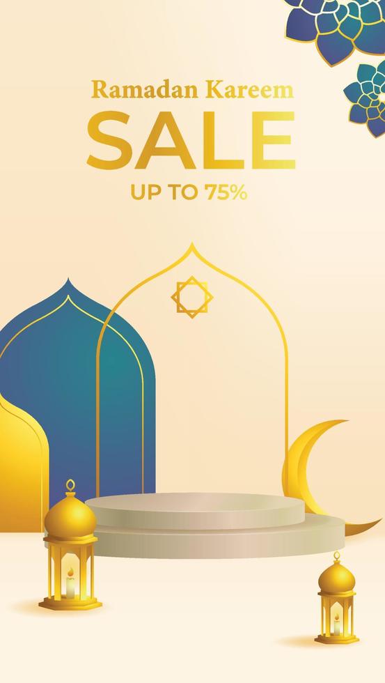 3d podium ramadan sale social media story promotion for product dsiplay and showcase vector