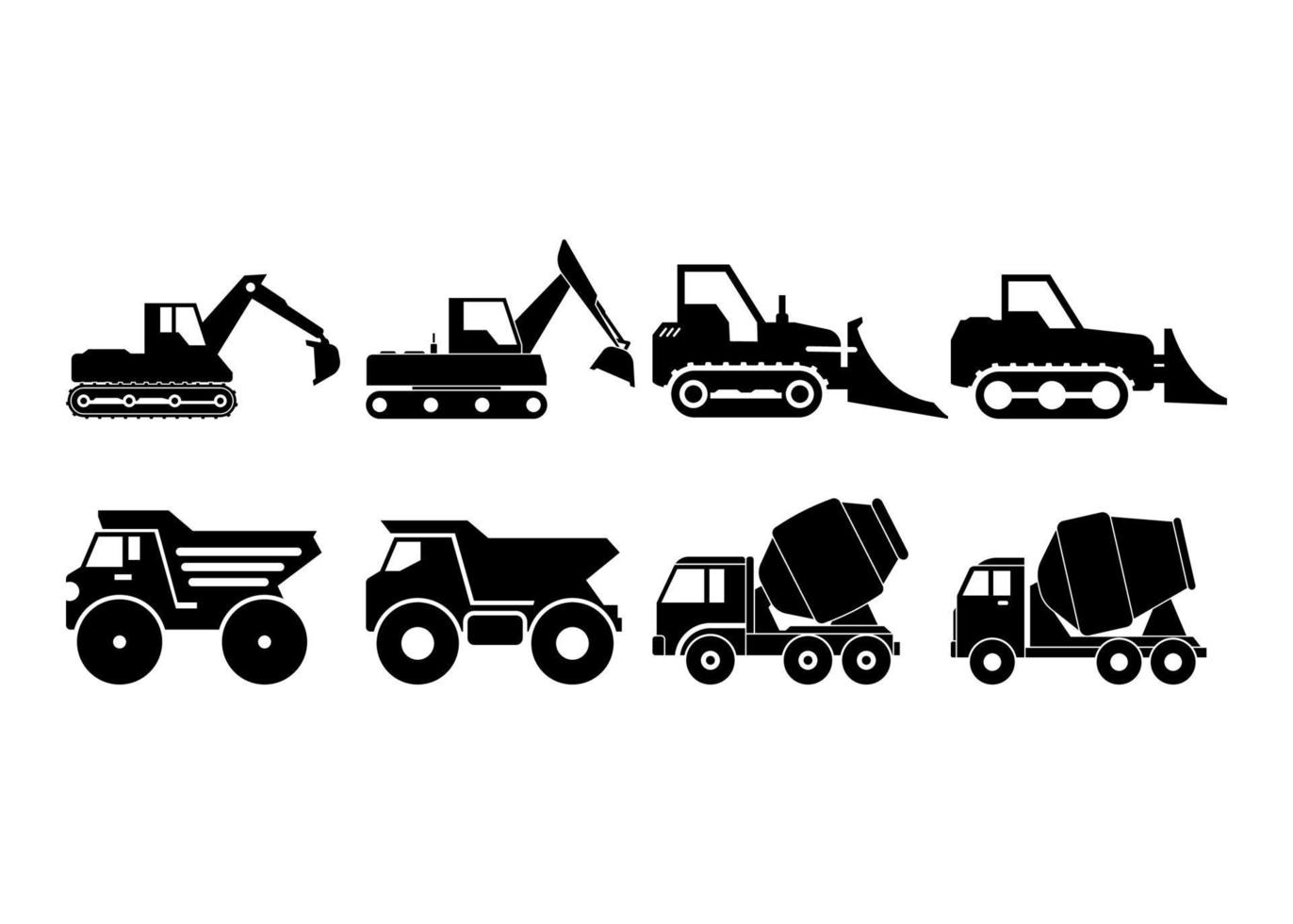 Construction vehicle silhouette set vector