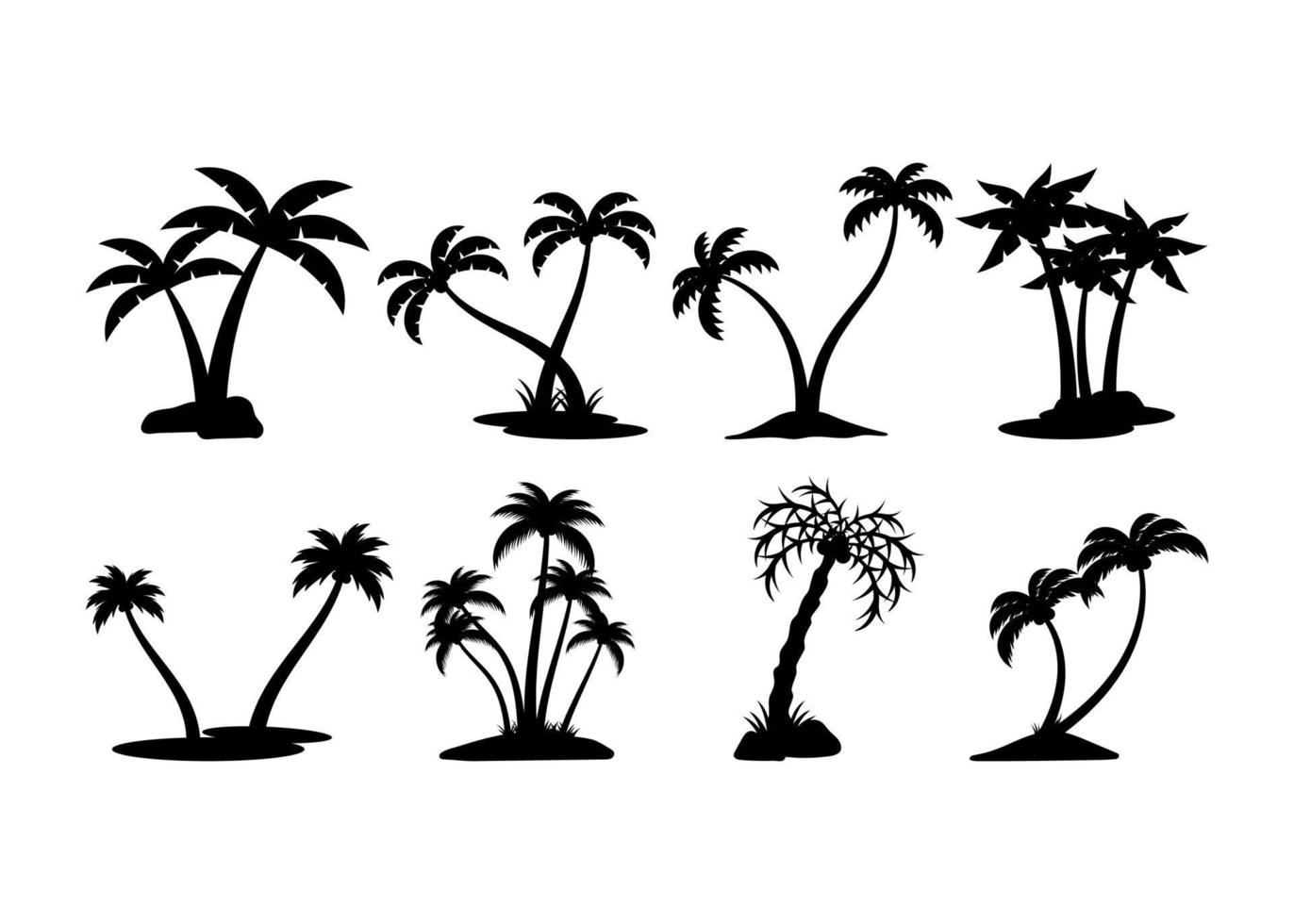 Palm tree silhouette set vector