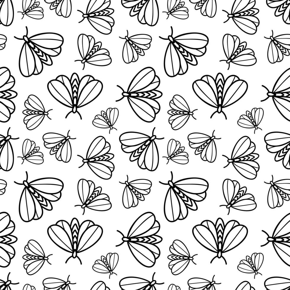 monocromo de patrones sin fisuras con mariposas vector