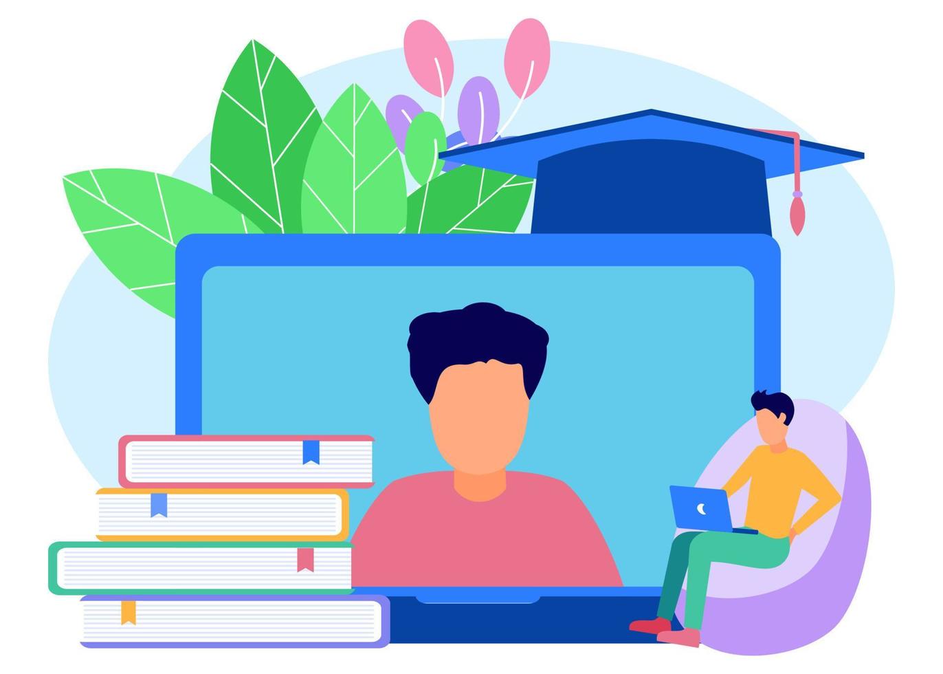Illustration vector graphic cartoon character of online education