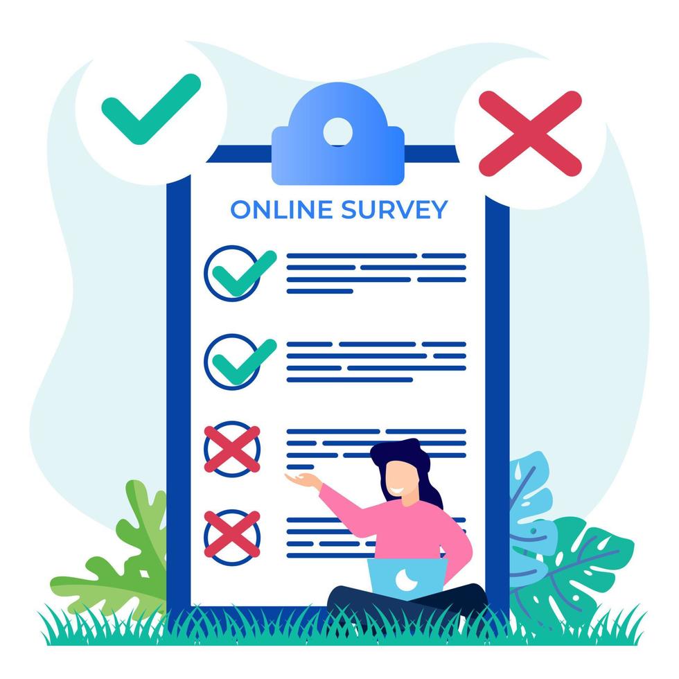 Illustration vector graphic cartoon character of online survey