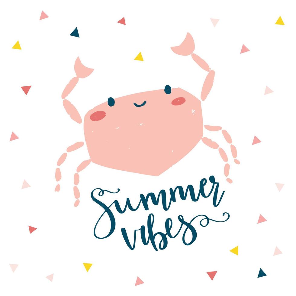 Summer crab vector illustration. Design for cards, posters, clothing.