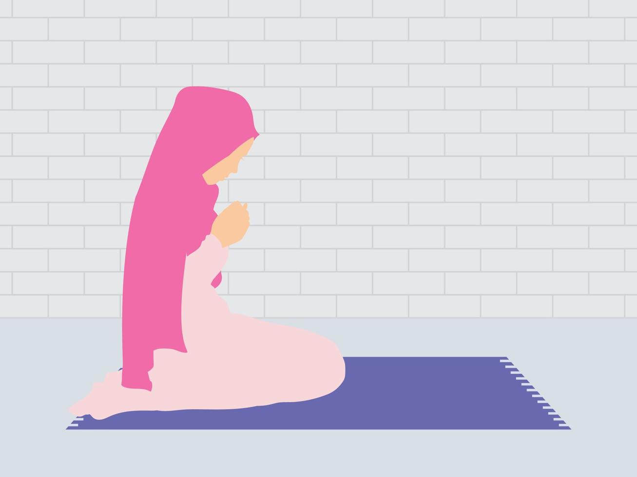 niña musulmana rezando ilustración diseño libre vector