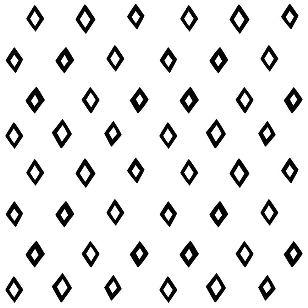 Doodle diamond rhombus vector pattern. Simple monochromatic abstract geometric seamless background with hand drawn shapes.