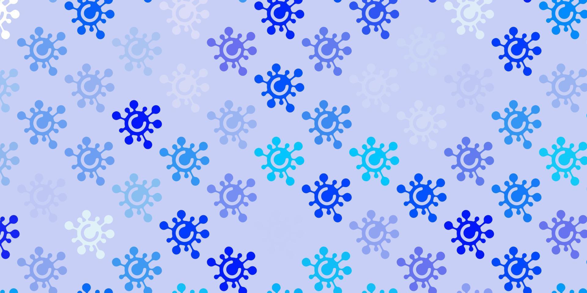 Light BLUE vector background with covid-19 symbols.
