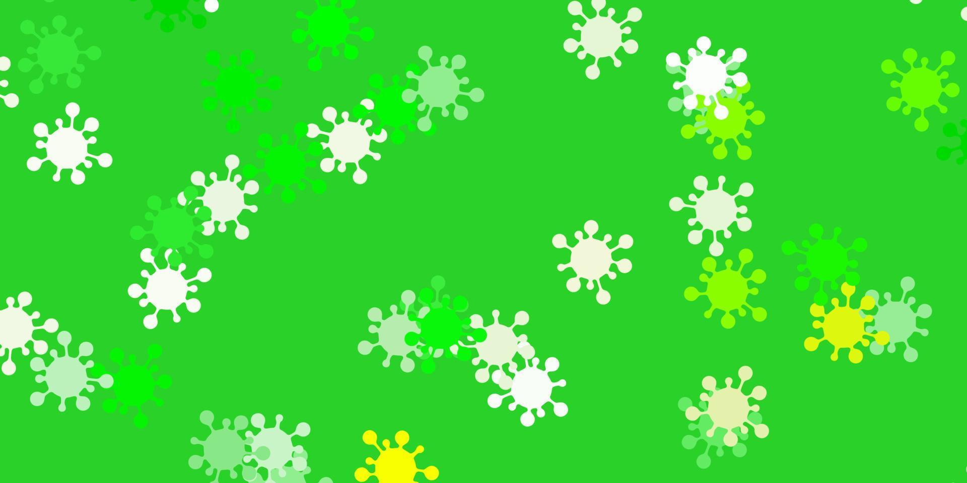 plantilla de vector verde claro, amarillo con signos de gripe.