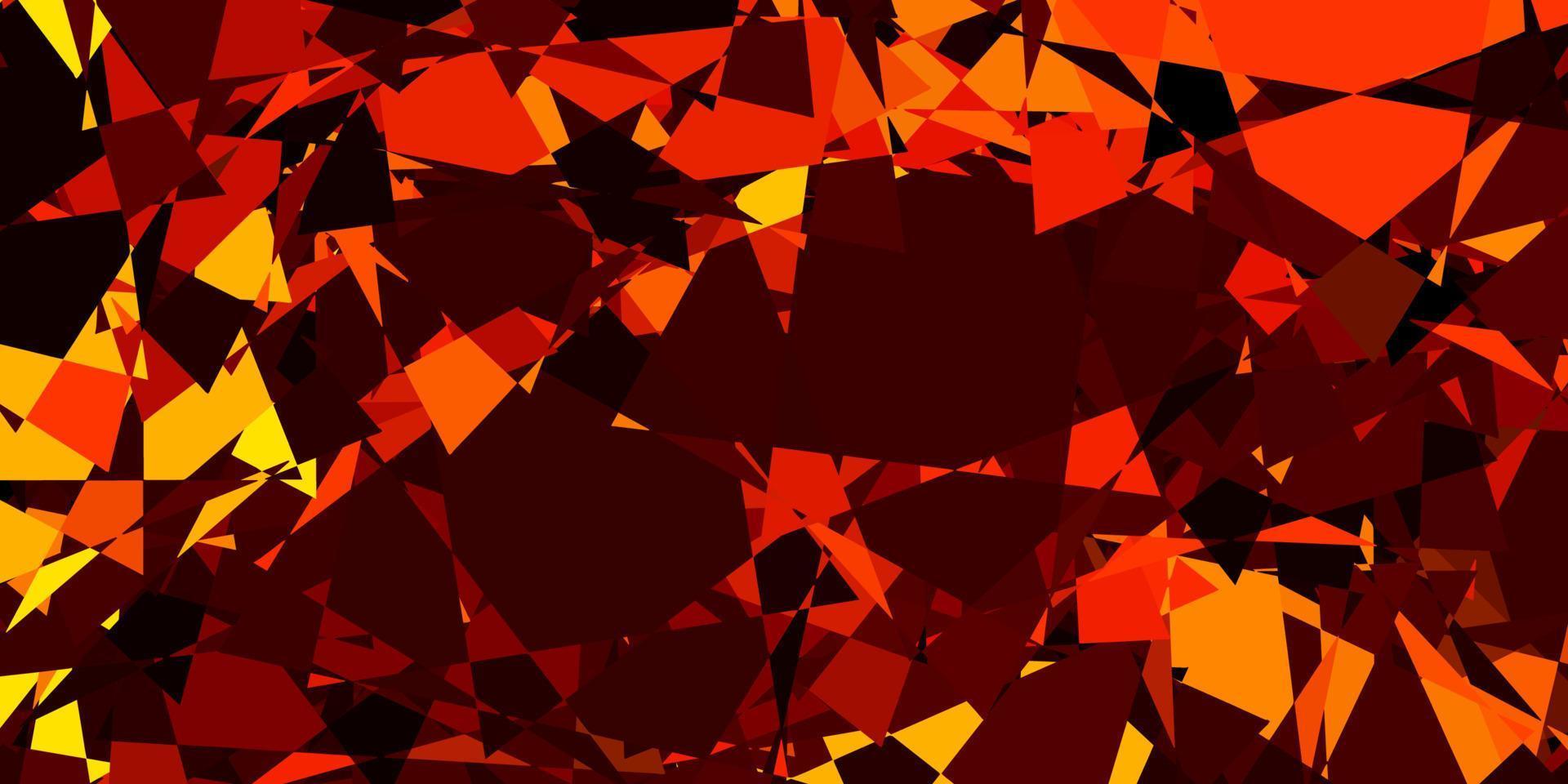 Dark Orange vector backdrop with triangles, lines.