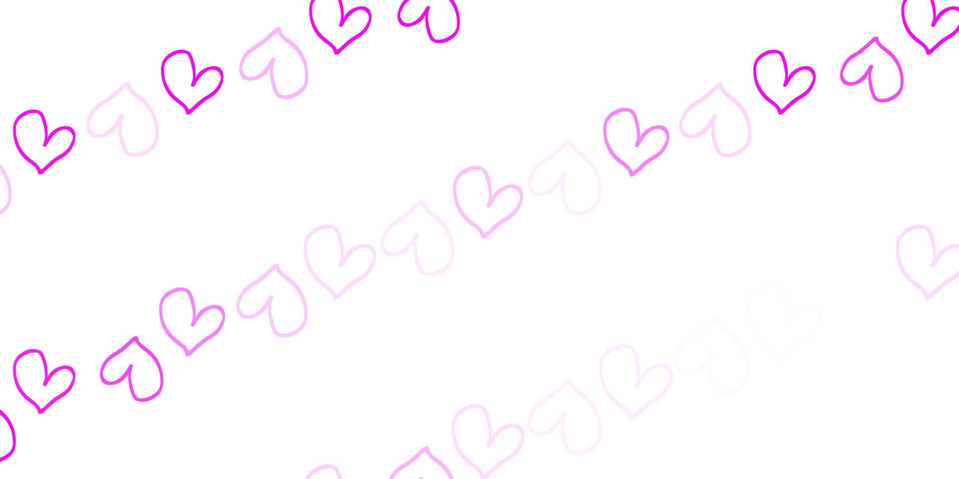 patrón de vector rosa claro con corazones de colores.