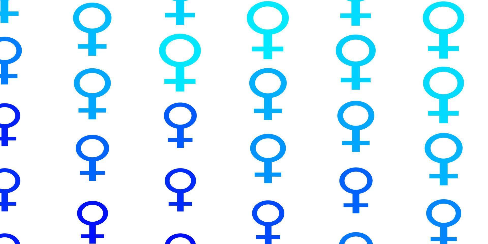 Light BLUE vector pattern with feminism elements.