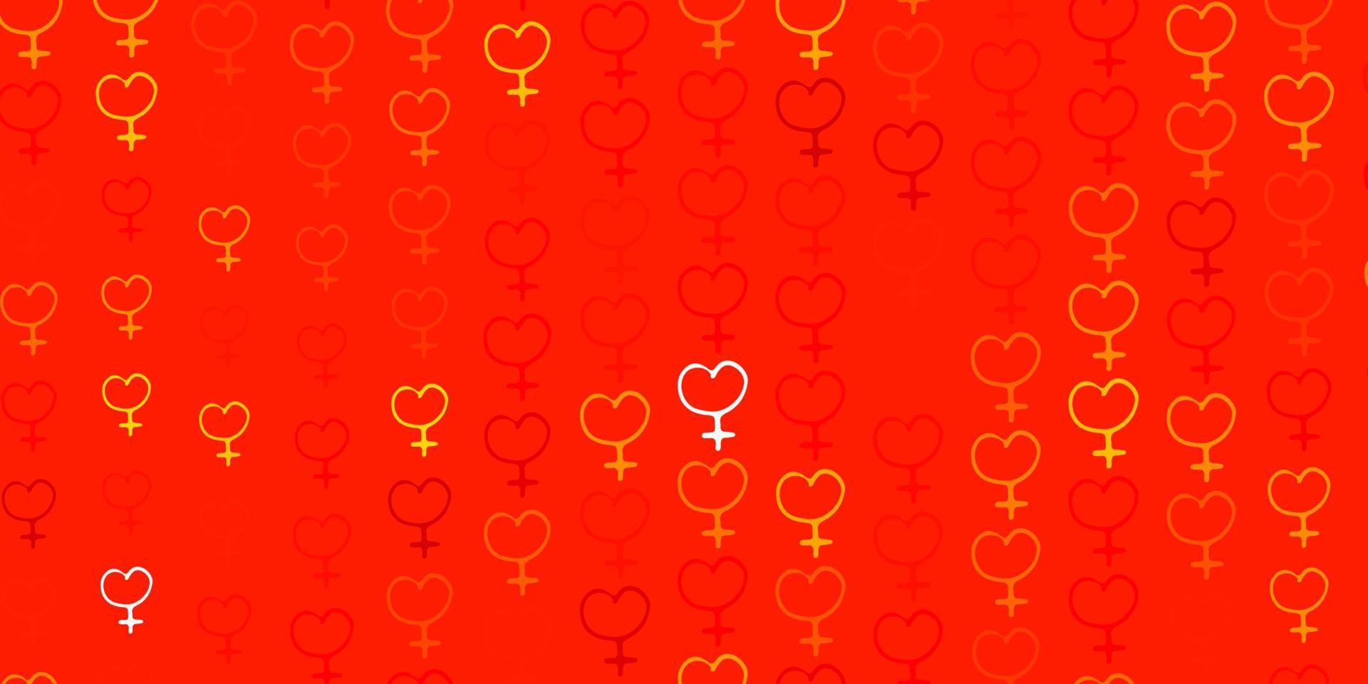 Light Orange vector pattern with feminism elements.