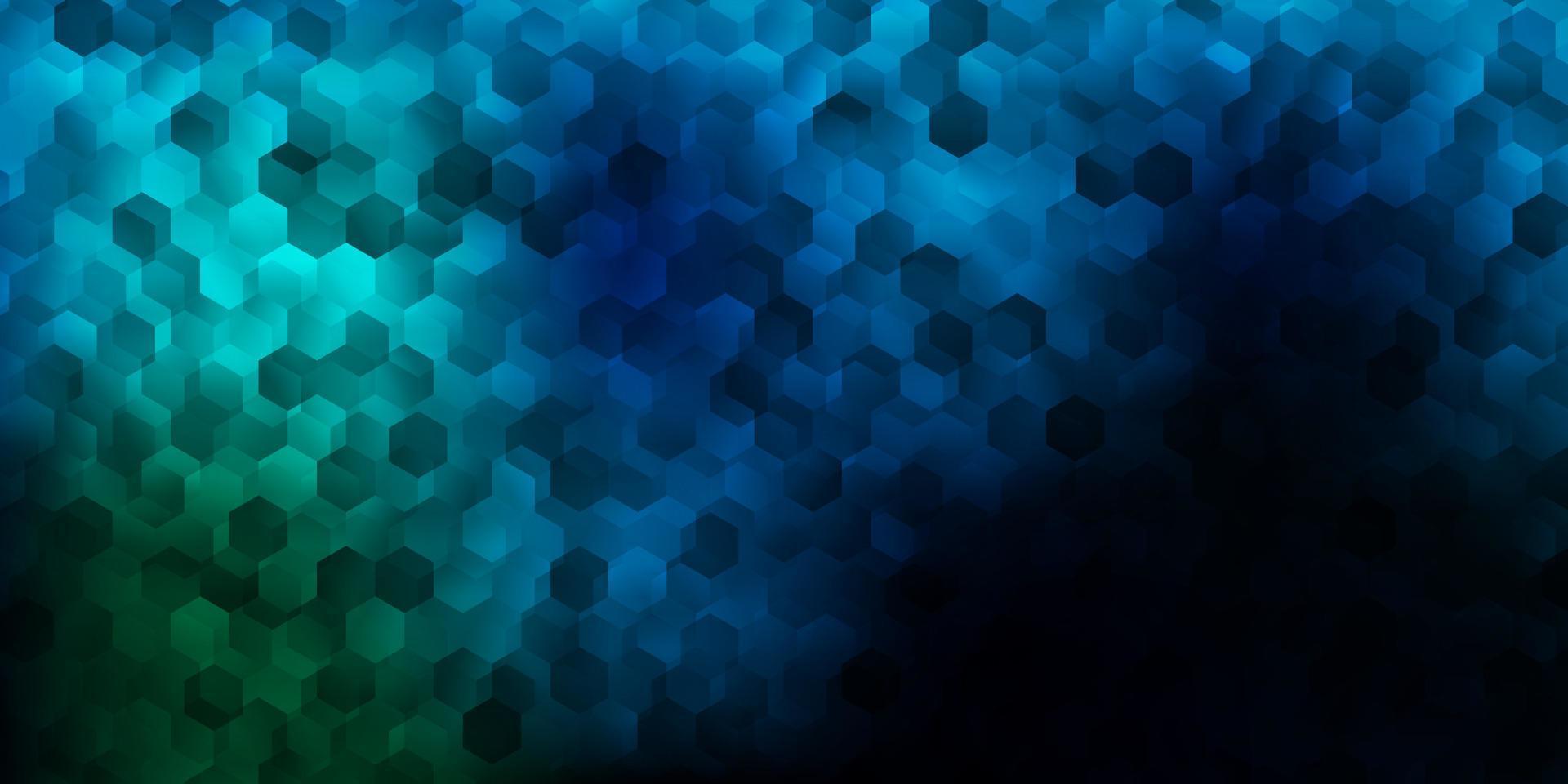 Dark blue, green vector backdrop with a batch of hexagons.