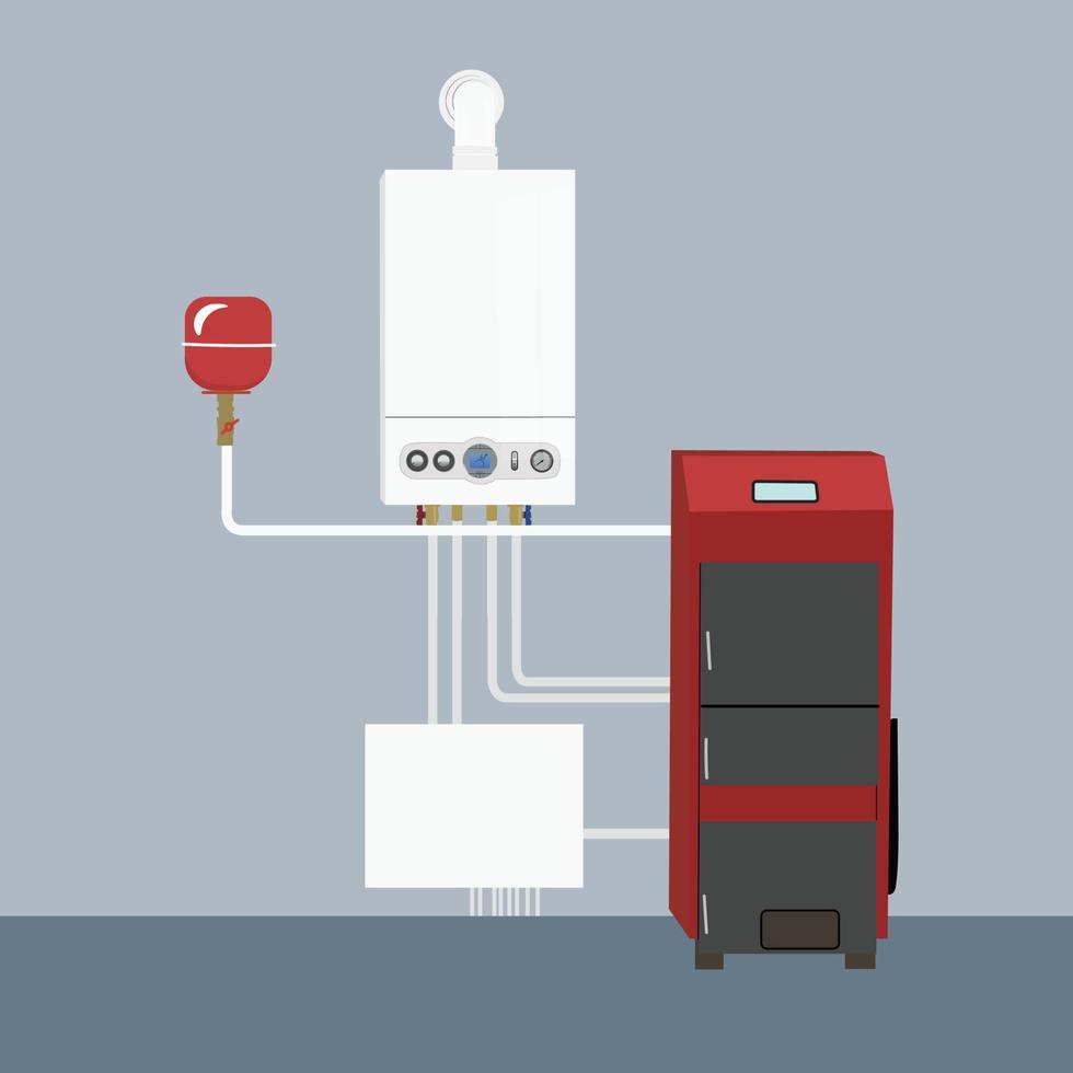 Boiler in the basement of the house vector