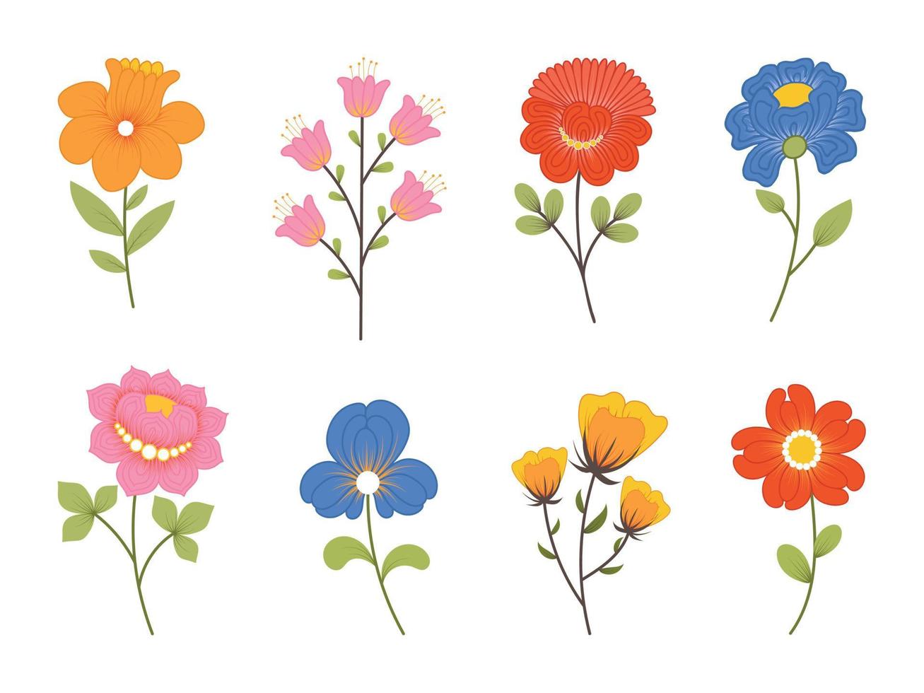 Hand drawn flowers collection vector