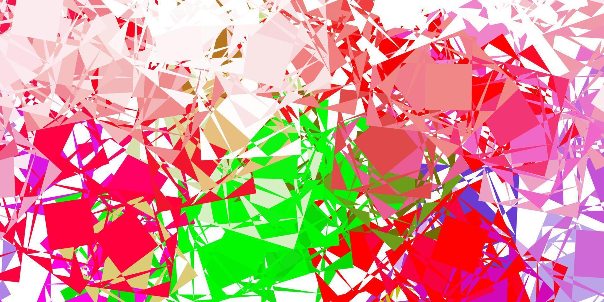 textura de vector rosa claro, verde con triángulos al azar.