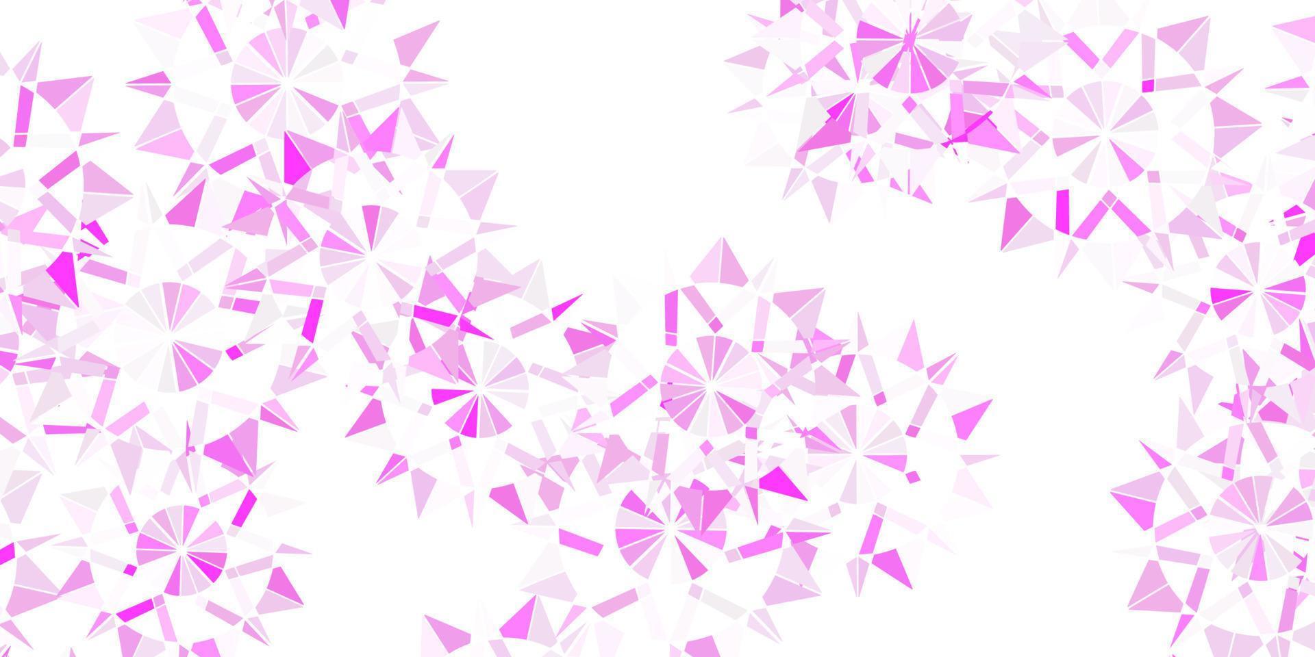 Fondo de vector de color rosa claro, amarillo con copos de nieve de Navidad.