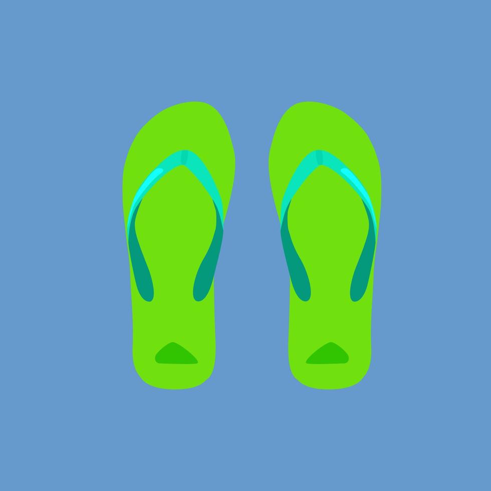 Summer green flip-flops. vector