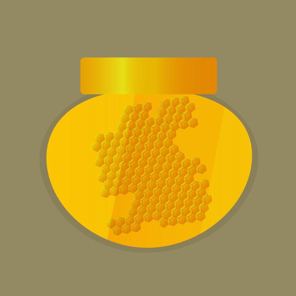 Jar of honey and honeycombs. vector