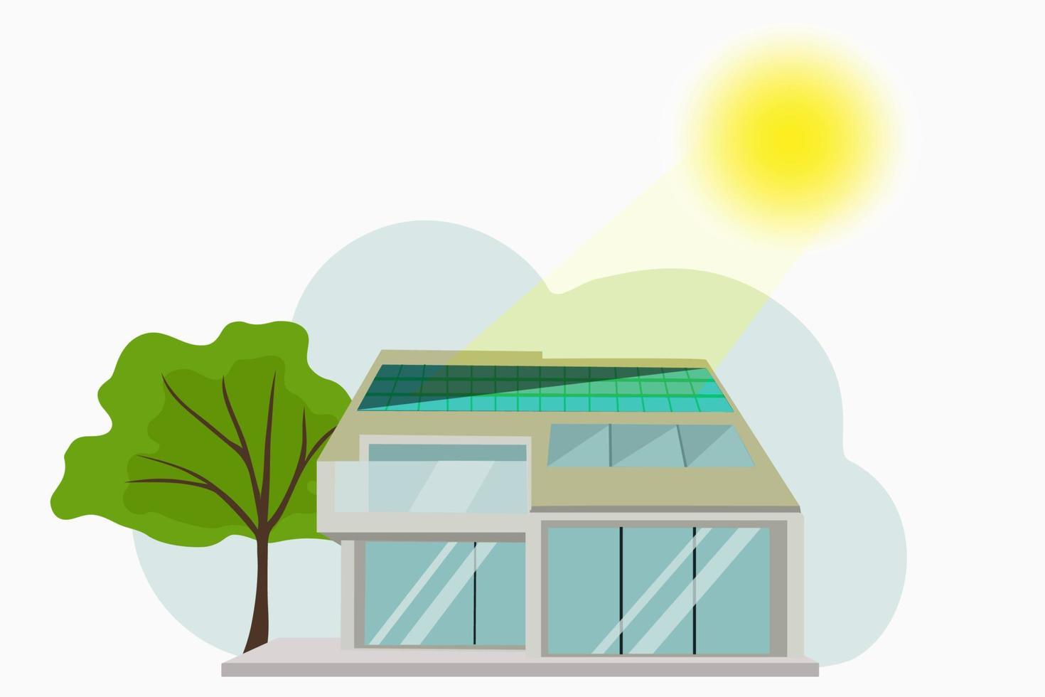 House with solar panels on the roof. vector