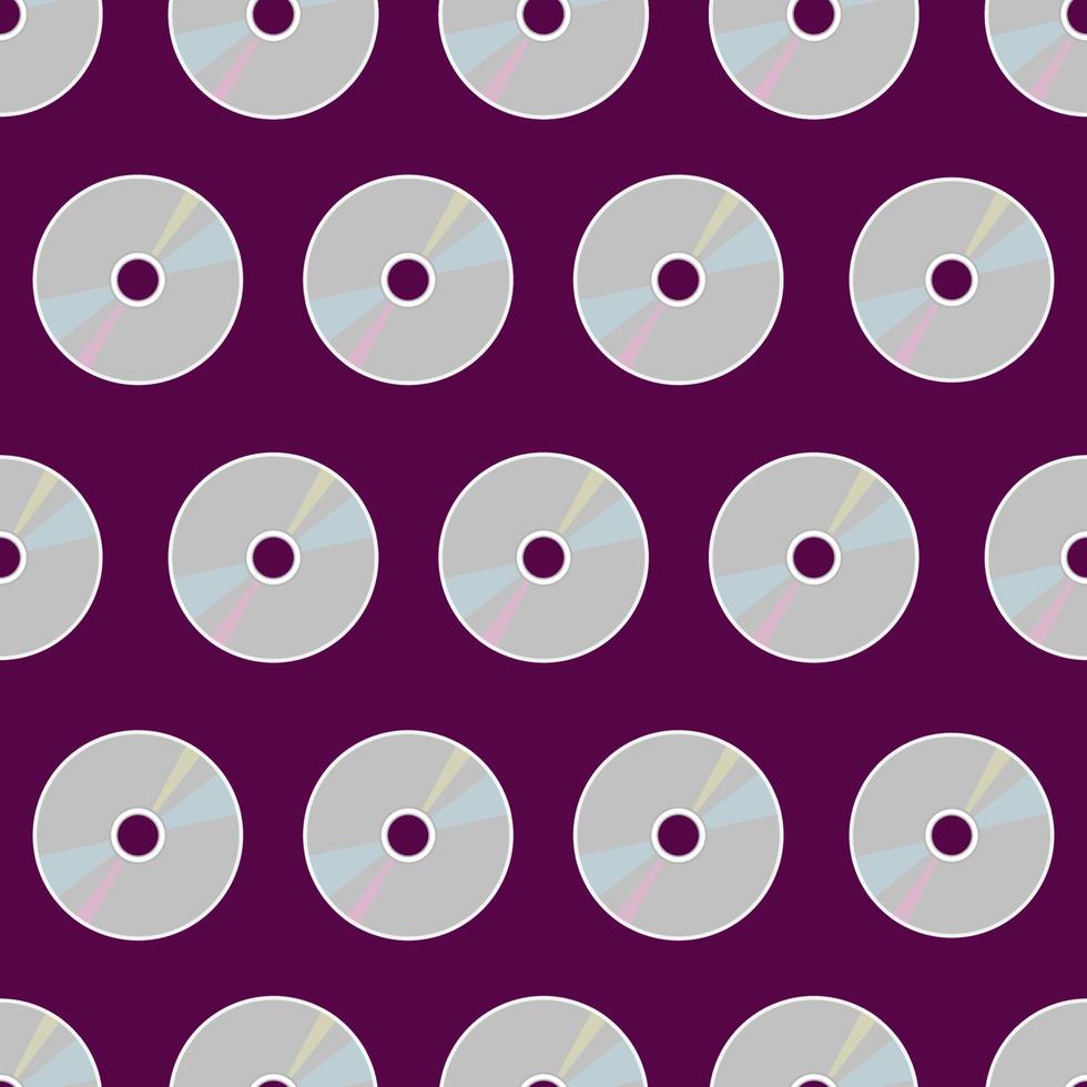 CD seamless background. Retro 90s and 2000s pattern with CD DVD discs. Mp3 music, films, data. Vector flat illustration for 00s designs