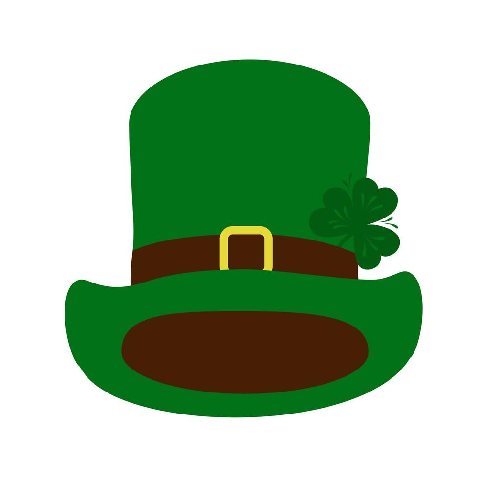 leprechaun hat vector stock illustration. Green tall felt top hat. St. Patrick's Day. Isolated on a white background.