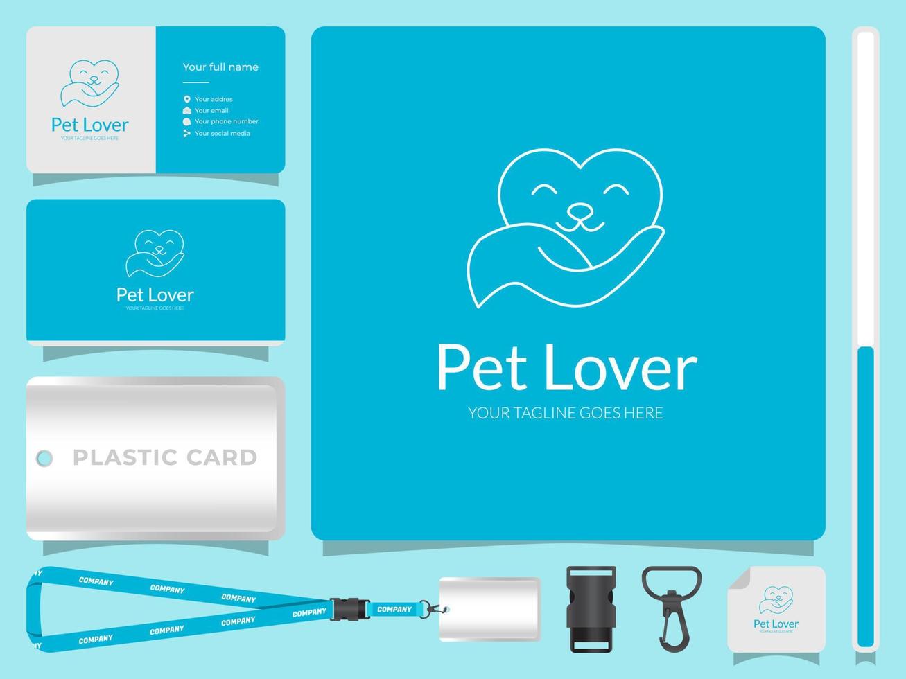 Pet Lover logo with corporate identity template vector