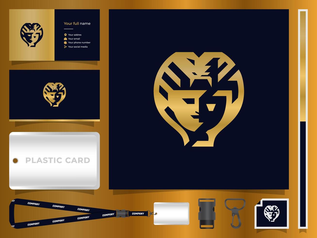 Lady Cobra Logo modern gold with company business stationery template vector